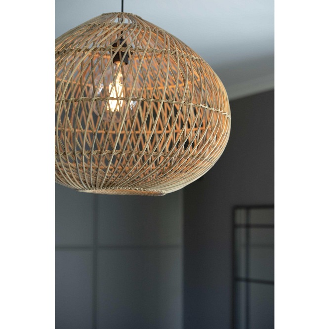 Duża lampa zewnętrzna rattanowa kula boho Karen detal